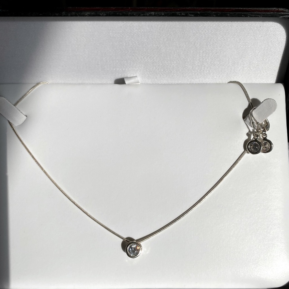 Z-snake Chain 925, Chrystal pendant & earings set